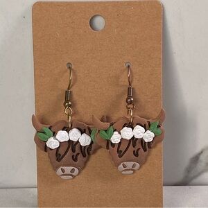 Highland Cow clay earrings